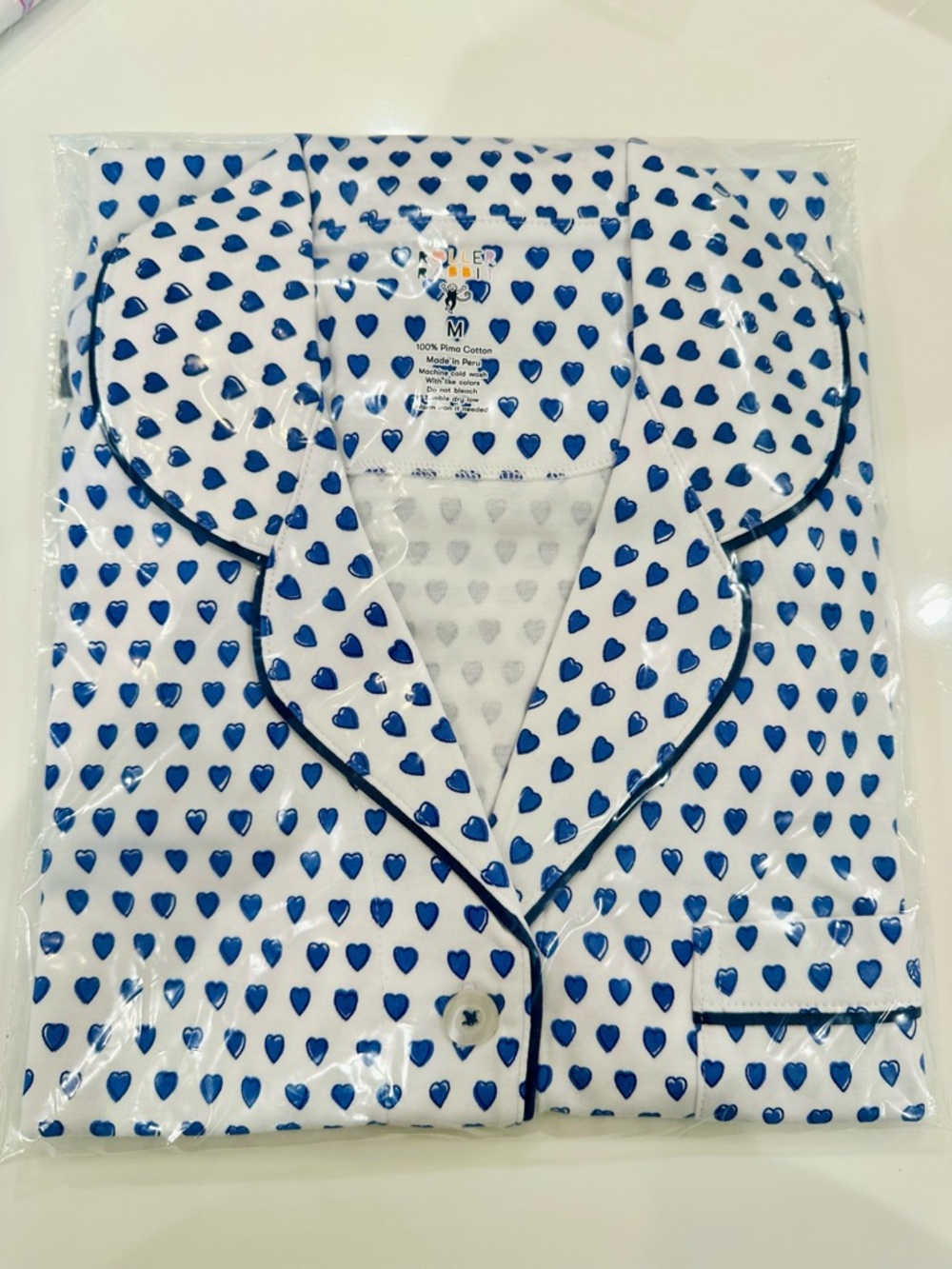 Roller Rabbit Hearts PoloPajama Set - Blue Hearts
